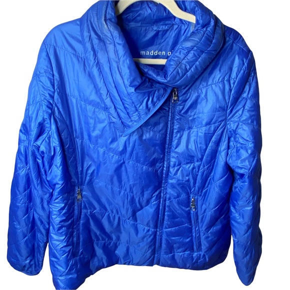 Madden Girl Puffer Jacket Foldable Packable Royal Blue Lightweight Weather 1X - Picture 8 of 10